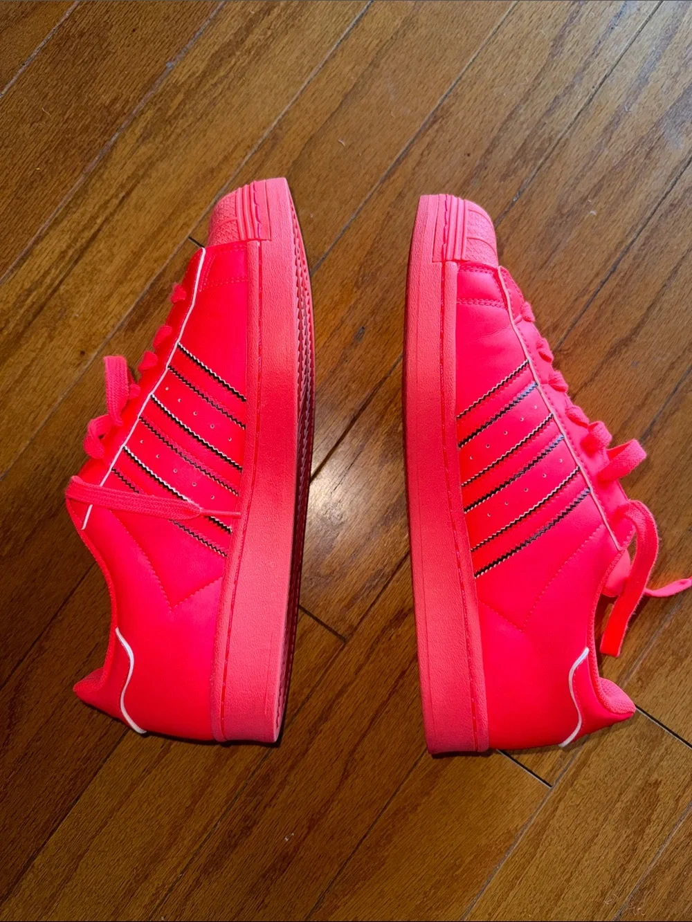 adidas Neon Orange Shell Toe Sneakers